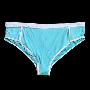 Kona Sol Women Plus Sz 3X Aqua Turquoise Terry Textured Bikini Bottom White New‎